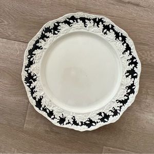 RARE Vintage Masons Oak Stoneware Black Cream Dinner Plate 10”‎